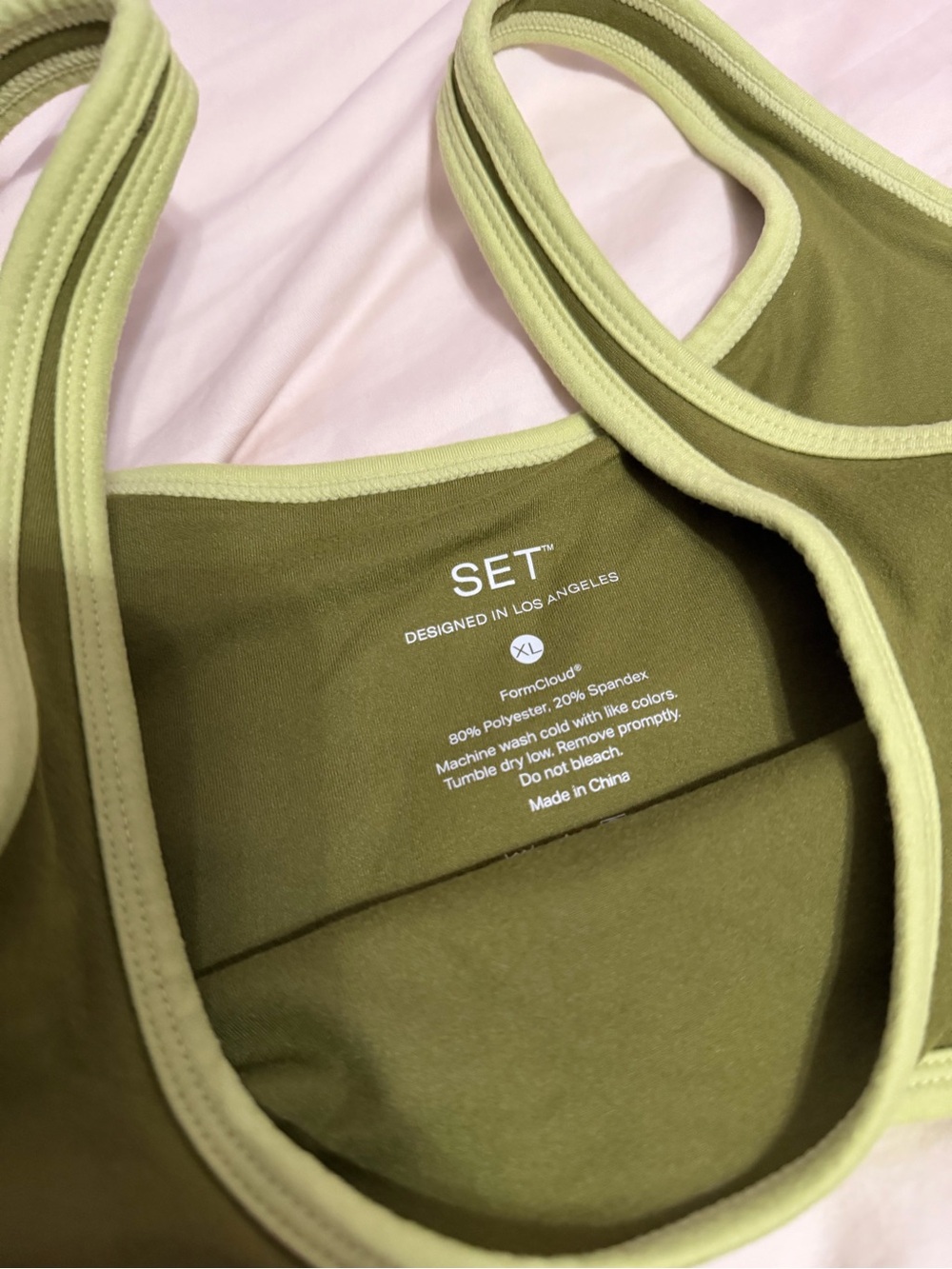 SET Active Resort XL Olive Green Sport Bra and High-Waist Bike Shorts FORMCLOUD - Picture 5 of 7